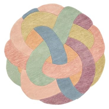 RugVista Colorful Knot Kinderteppich, 100 x 100 cm, Pastel Multicolor | Moderne, Niedriger Stapel, Nur chemische Reinigung, Oeko-Tex 100, Ohne gefährliche Chemikalien, Kinderzimmer