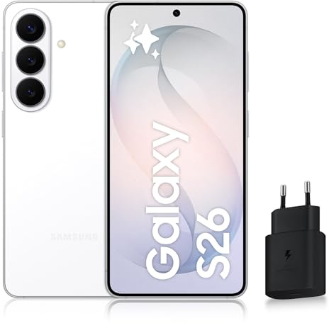 Samsung Galaxy S26, Smartphone Android 5G avec Galaxy AI, 512 Go, Chargeur Secteur Rapide 25W Inclus, Smartphone déverrouillé, Blanc, Version FR