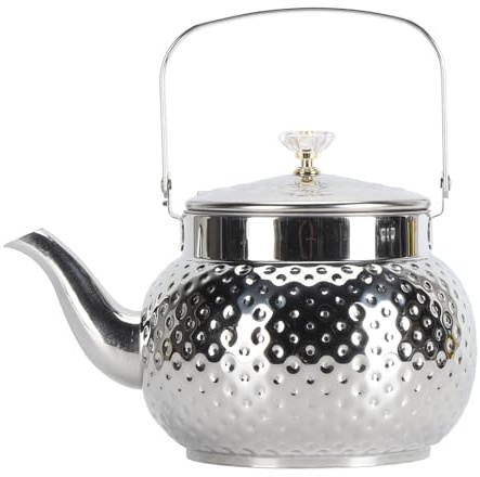 Stainless Steel Teapot with Removable Filter, Stovetop Tea Kettle for Loose Leaf Brewing, Large Capacity Metal Tea Pot with Lid for Home Hotel Restaurant Serving (Pointillé 1L)
