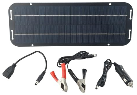 Whychstore Chargeur de batterie 60 W 12 V pour panneau solaire, mainteneur portable monocristallin avec diode de blocage, pour voiture, caravane, van, bateau IP65