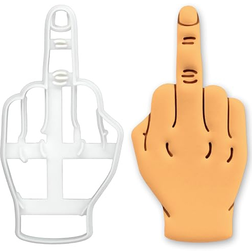 BAKERLOGY Mittelfinger Ausstechform – Freche Handgeste Keksform für lustige Gag-Geschenke, Backzubehör mit schwarzem Humor für Erwachsene