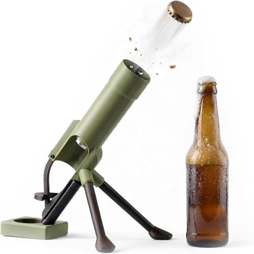 Beer Bottle Mortar Bottle Opener - 51mm Mortar Beer Bottles Opener, Heavy-Duty Automatic Cap Launcher, Hands-Free Push Down Openers for Beers & Soda Bottles for Home, Bar, Party Camping