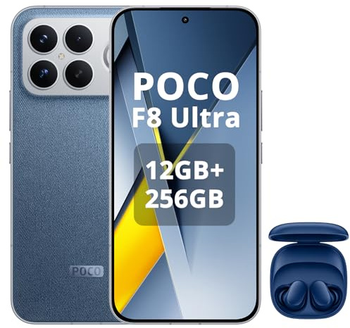 XIAOMI POCO F8 Ultra 12+256GB,Smartphone Snapdragon 8 Elite Gen 5, Display AMOLED da 6,85 a 120Hz, Ricarica Hypercharge da 100W e Wireless da 50W,blu,incluso cuffie smart incluse blu