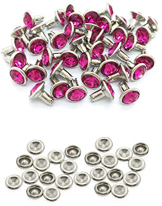Trimming Shop 10mm Strass Nieten Nieten für Bekleidung, DIY Kunst Kunsthandwerk,Leder Handarbeiten,Handtaschen,Riemen,Reparatur - Hot Pink, 10mm