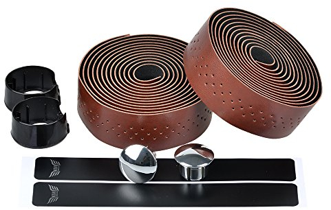 Yaruijia Lenkerband aus PU-Leder mit 2 reflektierenden Steckern (braun)