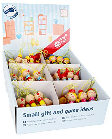 Small Foot 10697 Flöten im Mini-Format als Schlüsselhalter mit kleinen Köpfen aus Buntem Holz, in sechs verschiedenen Ausführungen, auch zum Musizieren geeignet