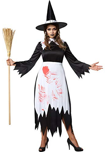 dressforfun 900434 - Damenkostüm gruselige Hexe, Teils ausgefranstes und blutbeflecktes Hexenkostüm (S | Nr. 302230)