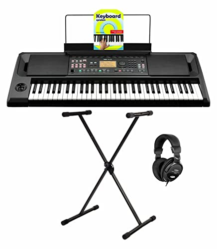 Korg EK-50 Keyboard Set (Entertainter Keyboard mit 61 Tasten, 702 Sounds, 41 Drumkits & 280 Styles inkl. X-Keyboardständer, Kopfhörer & Keyboardschule) Schwarz