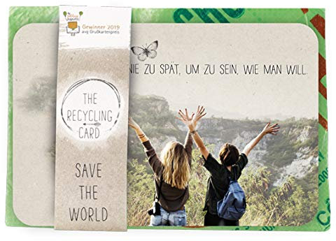 KE - A5 Postkarte mit Umschlag, Spruchkarte Set, Recycling Dauerumschlag, Vielseitig einsetzbar, Farbige Rückseite, DIN A5 - Motiv: Now