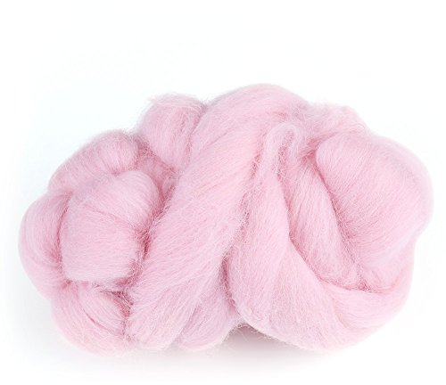 55g Filzwolle, Wolle Roving Schurwolle Garn Roving Märchenwolle Superweiche Hand Spinnen DIY Handwerk Materialien(Rosa)
