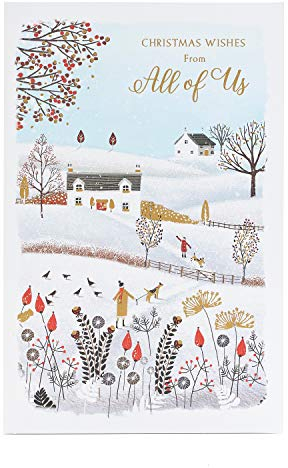Weihnachtskarte von All of Us, Weihnachtskarte zum Versenden von der Familie, Weihnachtskarte mit schönem Winterszenen-Design