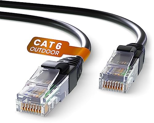 Mr. Tronic Outdoor Waterproof Cat 6 Ethernet Cable 10m, High Speed LAN Ethernet Network Cable with RJ45 Connectors Cat6 Internet, ADSL AWG24 Patch, UTP CCA (10 Meter, Black)