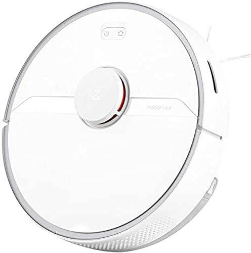 Roborock Aspiradora Robot S6 Pure Alta Potencia Aspiración Alfombras y superfícies duras 300m², Tanque de agua 180ml, Programable vía App Wi-Fi conectado y Control por Voz Alexa Google Home - Blanco