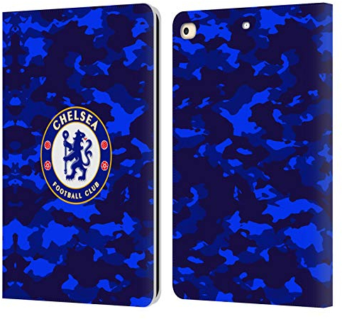 Head Case Designs Offiziell Zugelassen Chelsea Football Club Camouflage Wappen Leder Brieftaschen Handyhülle Hülle Huelle kompatibel mit Apple iPad 9.7 2017 / iPad 9.7 2018