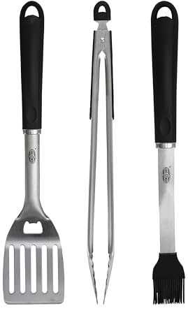 Kingsford 3-teiliges Grillwerkzeug-Set aus Edelstahl | Grillzange, Grillpinsel und Grillspatel | Rostbeständiger Edelstahl | Grillwerkzeuge für alle Grills