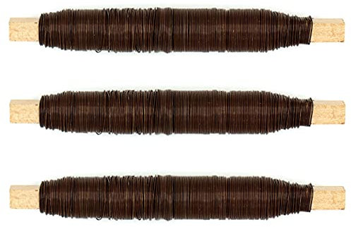 Netuno 3 x filo metallico per fiori marrone 100 g diametro 0,7 mm filo in ferro per piante composizioni floreali giardino lavori creativi fai da te bricolage filo floreale per fioristi flower wire