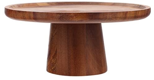 DOITOOL Wooden Cake Stand Rustic Round Cake Cupcake Server Footed Cake Plate Wood Cake Display Stand Dessert Plate for Dessert Fruit Birthday Afternoon Tea Party,21.5 x 21.5 x 10cm