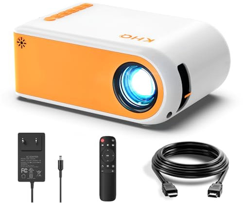 Mini proiettore per film all'aperto, KHQ Full HD, supporta 1080p per iPhone, proiettore portatile per uso home theater, compatibile con smartphone/TV Stick/HDMI/AV/USB