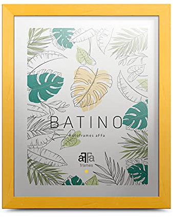 aFFa frames, Batino, Cadre photo en bois, Light, Rectangle, avec façade en verre acrylique, dos HDF, Jaune, 40x50 cm
