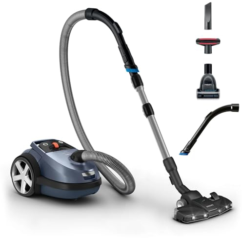 Philips Performer Aspirateur à Sac Silencieux - 750W, Suceur TriActive+LED, Mini Turbo Brosse, avec Filtre Anti-Allergie (FC8787/09)