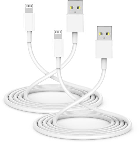 (2 Pack) Apple iPhone Charger Cable 3M Apple MFi Certified Original USB a to Lightning Cable 10 ft, 2.4A Extra Long iPhone Charging Lead for iPhone 13 11 11Pro X XS XR XS Max 8 7 6 iPad (White)