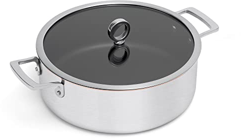 Olav® Sauteuse en cuivre avec revêtement anti-adhésif en 5 couches, passe au lave-vaisselle et au induction, reenduit, conçue en Allemagne (revêtement | service)