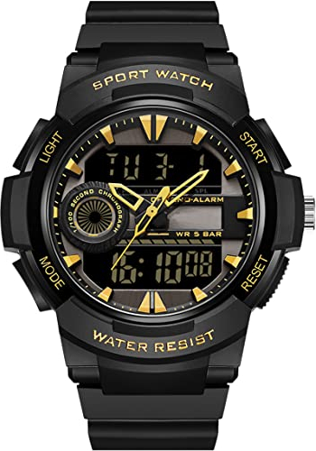 findtime Sportuhr Analog Digitaluhr Herren Uhren 5 ATM wasserdichte Groß Armbanduhr für Männer Jugendliche mit Wecker Kalender Stoppuhr Stoßfest 12/24H