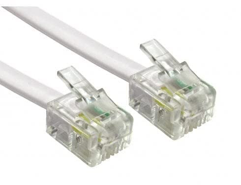 Reulin 6M Flat Landline Telephone Broadband Cable Cord, Wifi Modem Router Wire to RJ11 Phone Socket or Microfilter, ADSL 2+ Filter/Fibre Optic 6/4 High-Speed Internet Lead (6 Metres, White)