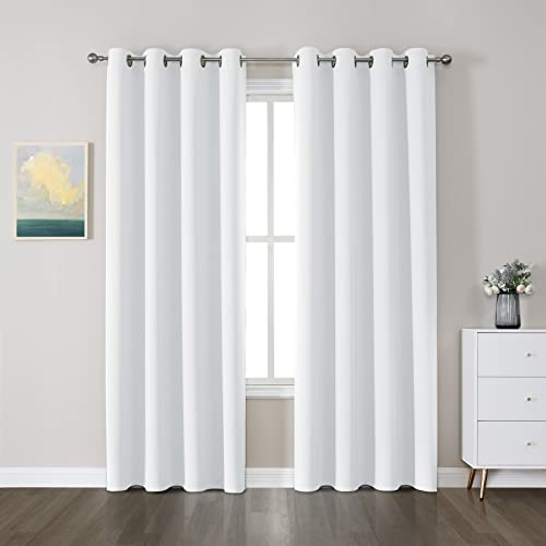 CUCRAF Vorhang Blickdicht Thermovorhang Kälteschutz 2er Set H225 x B140 cm Verdunklungsvorhänge Grauweiß Gardinen mit Ösen, Weich und Langlebig Schallschutz Vorhang für Schlafzimmer Wohnzimmer