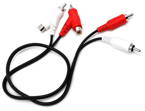 DRUT 50cm 2 Way Twin 2 x RCA to RCA Phono Plug Stackable Y Splitter Cable | Durable, reliable connectors. No drivers needed, plug & play. Great for turntables, amplifiers, TVs, and home Hi-Fi systems.