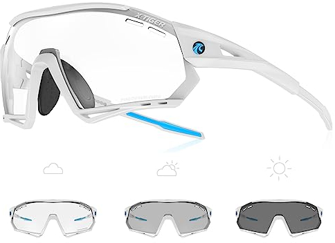 X-TIGER Fahrradbrille selbsttönend Sonnenbrille Herren Damen TR90 Rahmen UV400 Schutz Photochromatisch Sportsonnenbrille