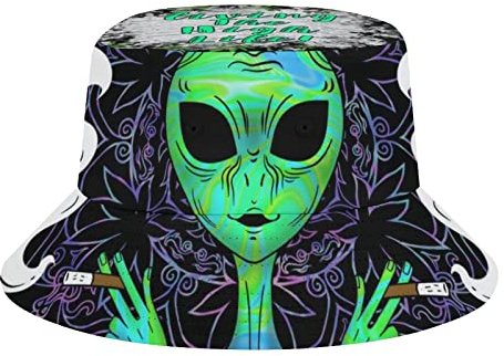 Weed Bucket Hat für Herren, TrippyPsychedelic Tie Dye Coole Alien Fischerhüte für Damen