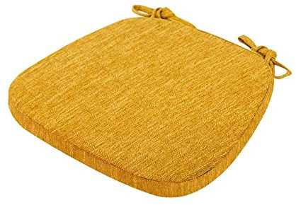 Yadlan Stuhlkissen 6er Set mit Schleife, Sitzkissen 40x40 Waschbar, Stuhlauflagen KüChenstuhl mit ReißVerschluss, Stuhlkissen Esszimmer 6 StüCk Trapez GedäChtnisschaum Sitzpolster Gelb