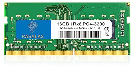Rasalas 16GB 8GB DDR4 3200MHz (DDR4-3200) PC4-25600 Non-ECC Unbuffered 1.2V CL22 1Rx8 1X16GB Single Rank 260 Pin Laptop RAM Upgrade (PC4-2133P)