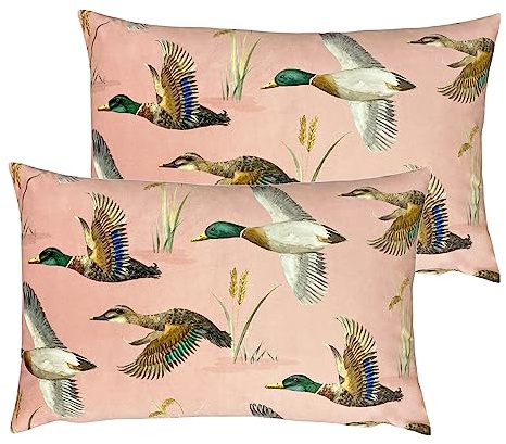 Evans Lichfield Country Duck Pond Lot de 2 Coussins rectangulaires Garnis de Polyester Rose poudré 40 x 60 cm