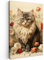 MuchoWow© Leinwand Klein 20x30 cm Mini Deko Schlafzimmer Aesthetic Leinwandbilder Wohnzimmer Gemälde Foto Geschenk Living Room Decoration Vintage - Katze - Blumen - Weiß - Natur - Tiere