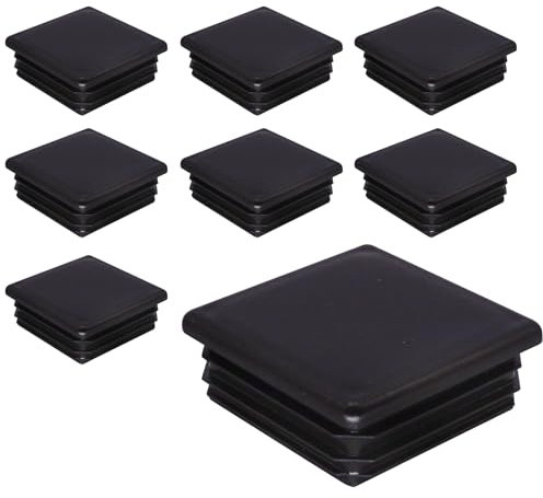 SKIR'CO (8 Stück) Vierkantstopfen Kunststoff 60x60 mm Mattrohr Endkappen Vierkantrohreinsätze Zaunpfahlstopfen Schwarz RAL 9005