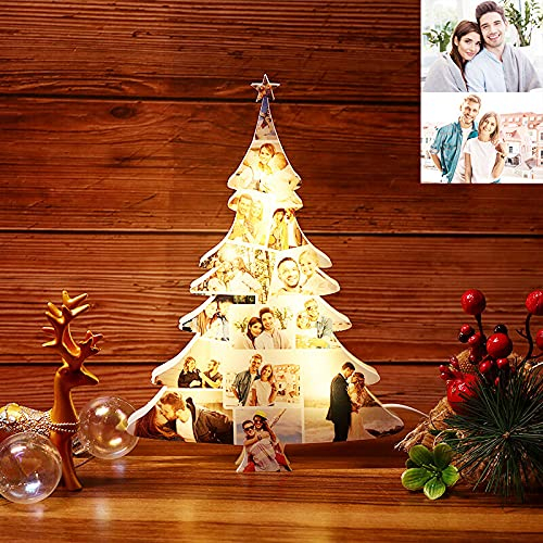 ASD Jewerly Benutzerdefinierte Foto Weihnachtsbaum Lichter Personalisierte Foto LED Lampe Personalisierte Nachtlichter Tischlampe USB Lampe für Weihnachtsbaum Hochzeit Party Urlaub Dekoration Licht