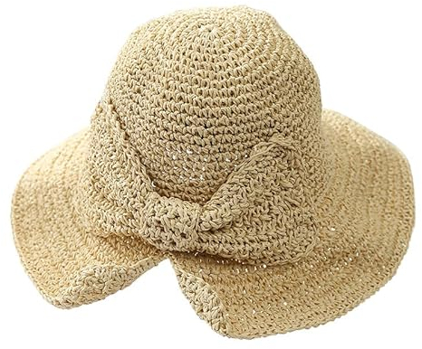 WEIGEER Chapeau de Paille pour Femme Chapeau de Soleil de Plage Pliable à Large Bord Chapeau d'été pour Femme Chapeau de Paille pour Femme Chapeau Sun Helmet