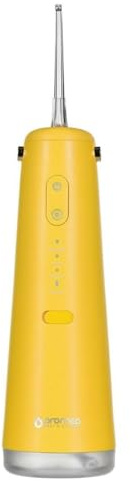Oromed ORO-X DENT Munddusche Kabellos, 3 Reinigungsmodi, 2 Wasserstrahldüsen, 170 ml Wassertank und USB-C-Kabel, IPX7 Wasserdicht - Zahnpflegegerät in Gelb