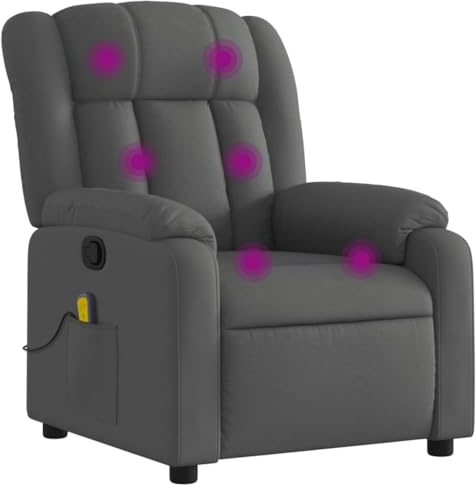 vidaXL Massagesessel, Sessel Verstellbare Rückenlehne Fußteil, Fernsehsessel Relaxsessel mit Liegefunktion, Liegesessel Polstersessel Ruhesessel, Dunkelgrau Stoff