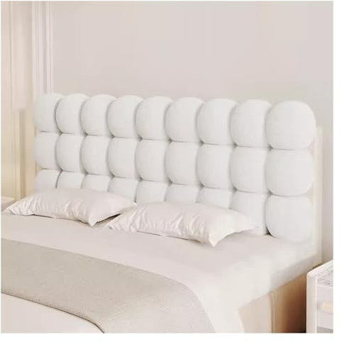 XILYZMO Wandpaneel Gepolstert, Mischfaser Hohe Dichte Schwamm Kopfteil, Bettruhe Lektüre Kissenpolster, An Der Wand Montiert Wandkopfbrett(A-White,135x60cm)