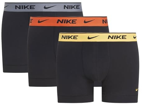 Nike Caleçon Trunk Hommes (Lot de 3) Blender Unisex-Adult, Noir-Gris-Orange-Jaune, M