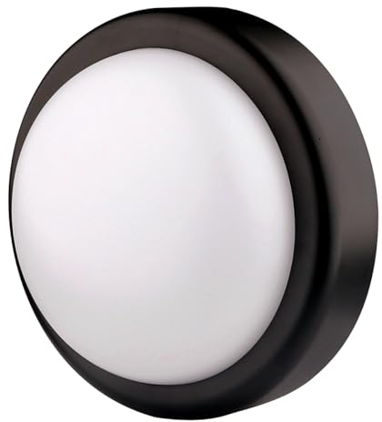 GAO Aussenwandleuchte LED-Außenleuchte Aussen-Lampe 14W Deckenleuchte rund Deckenlampe Kellerlampe IP44, Durchmesser: 20cm bis 25.000h, Kunststoff schwarz