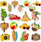 Sommer Holz Hängende Ornamente, 36pcs Baumschmuck Sommer, Hängedeko Holz Sommer, Strand Deko Hawaii, Hawaii Deko Holz, mit Seil, Perfekt für Sommerliche Hawaii-Tropenpartys(Strand)