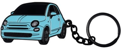 BIHEE Porte-Clés Compatible Avec Fiat 500, Mini Accessoires de Porte Clé de Voiture en Métal pour Cadeau, Bleu