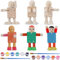 Dncvb 6Pcs Holzfiguren mit 12 Farben Acrylfarbe und 2 Acrylpinsel, Holzfiguren zum Bemalen, Natur Kleine Holzfiguren Puppen, Unvollendete Holzmännchen zum Bemalen für Diy Dekoration Bemalen Basteln