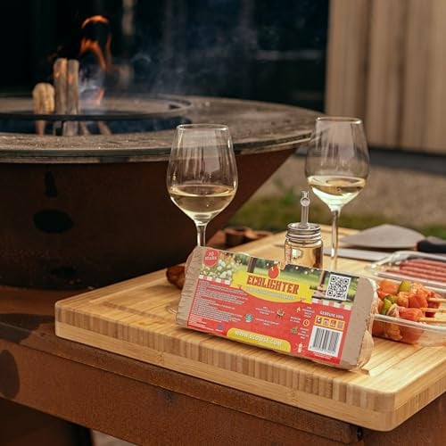 Ecolighter - Eco Anzünder - Für Green Egg, Kamado, OFYR, BBQ Plancha, Weber und mehr - Leuchtet bis zu 500 Grad für 20-25 Minuten - erleichtert das Grillen und Grillen (1 Pack, 10, Packs)