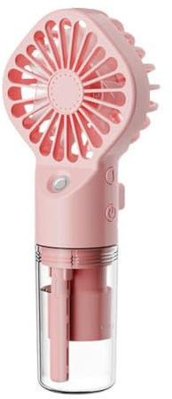 Rordigo Ventilador pulverizador de mano portátil con pulverización de agua, miniventilador para dormitorio, accesorio de verano, herramienta de refrigeración al aire libre, color rosa