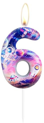 Geburtstag Weltraum themed Kerzen, funkelnde Kuchen Party Zubehör, Weltraum Planet Party Kerzen und Kinder Geburtstagskuchen Dekoration, Party Zubehör (Nummer 6)